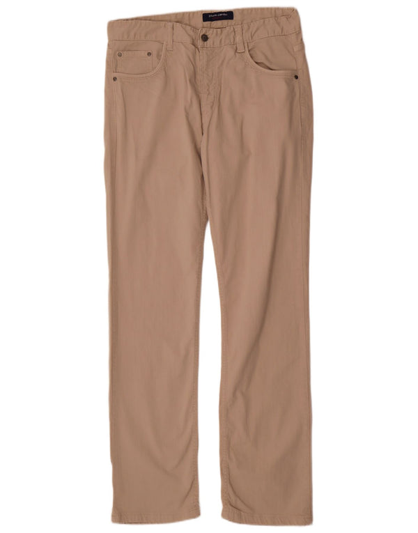 Calça Chino Masculina Slim Pierre Cardin Pequena W36 L33 Algodão Bege
