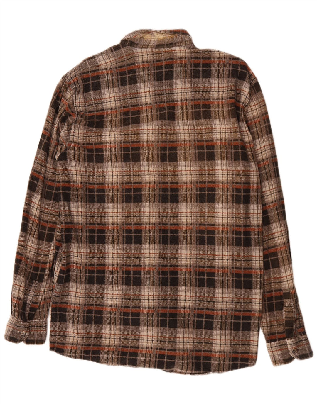 Camisa masculina de flanela do projeto europeu grande algodão xadrez marrom