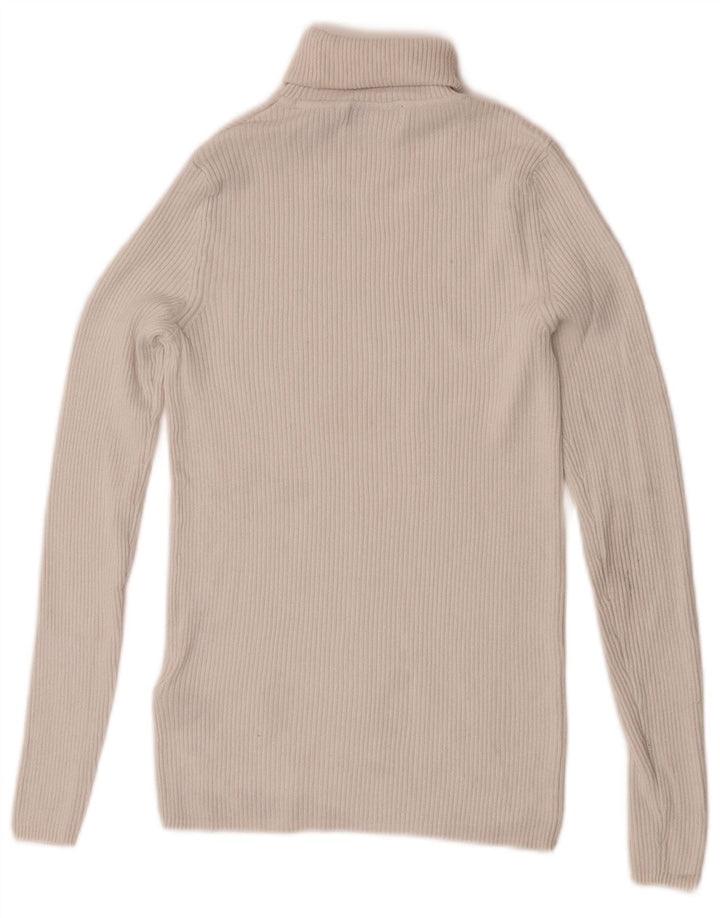 Marks & Spencer Top feminino de malha com gola redonda e manga comprida Reino Unido 10 pequeno off white