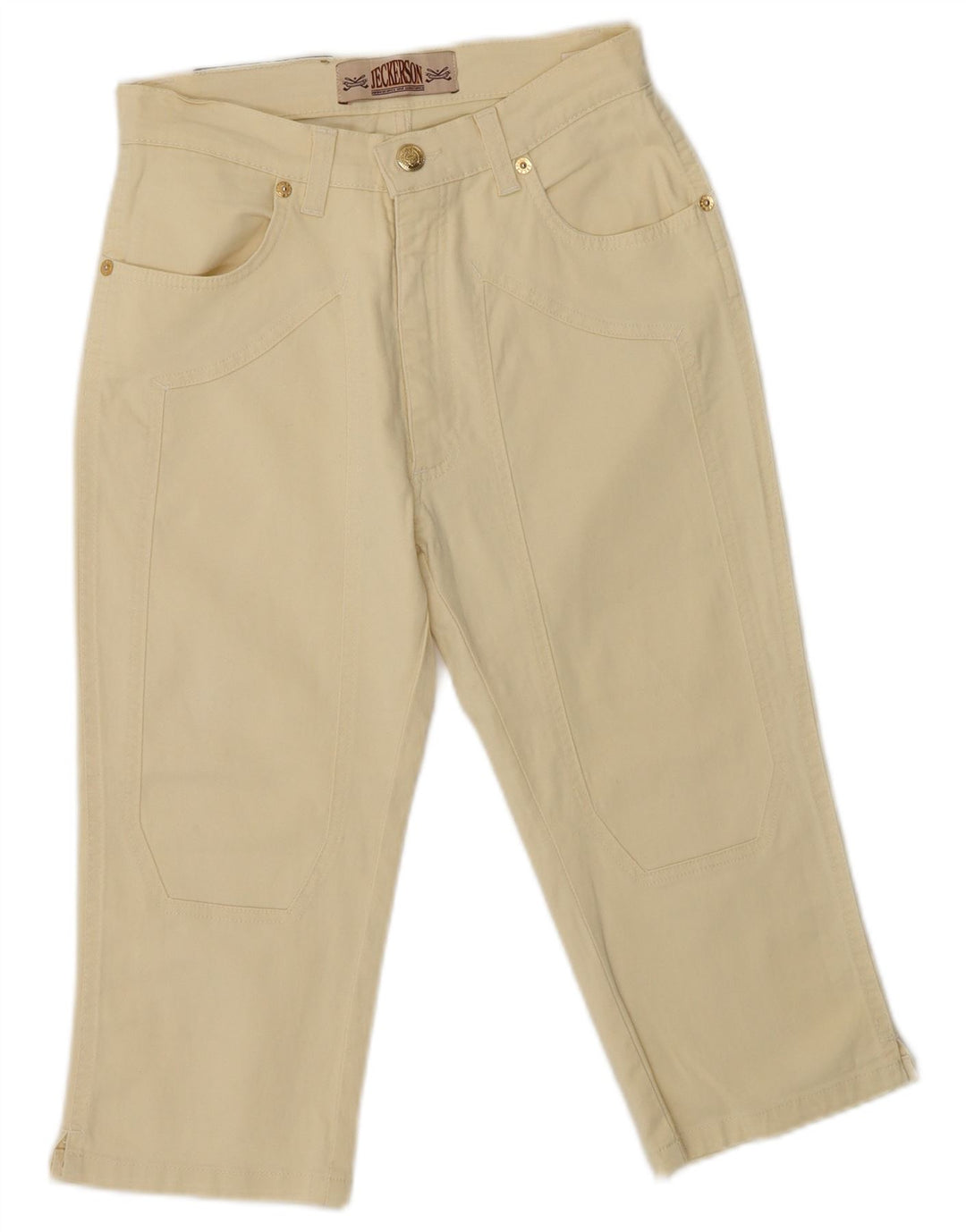 Calça capri feminina JECKERSON tamanho 40 pequeno W26 algodão amarelo