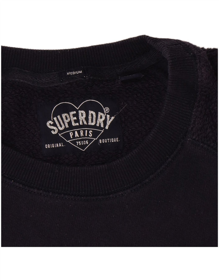 Suéter gráfico feminino Superdry UK 14 algodão azul marinho médio