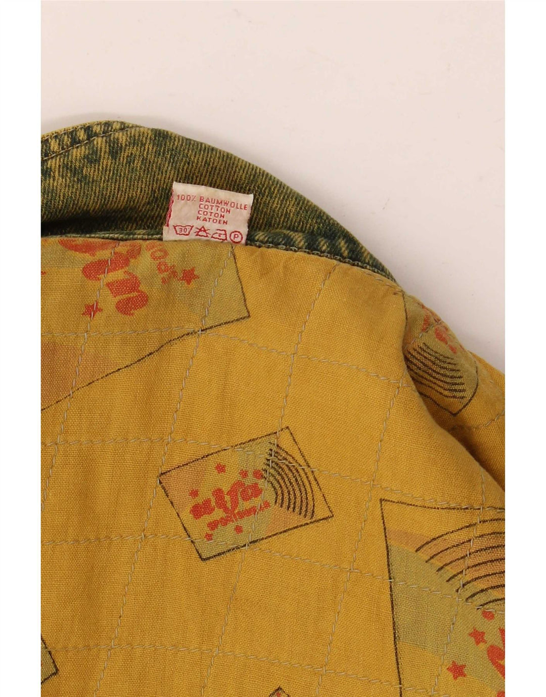 Jaqueta jeans masculina Ulfa Loose Fit UK 38 algodão amarelo médio anos 80
