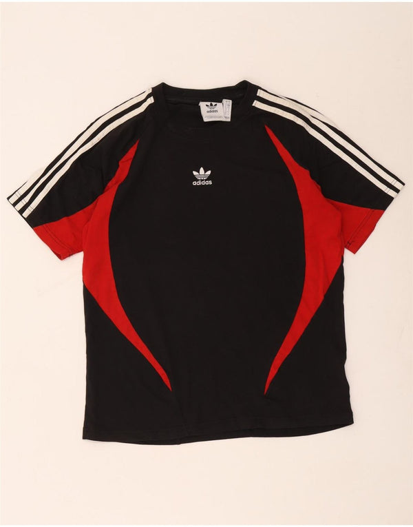 Adidas Mens T-Shirt Top Pequeno Algodão Colorblock Preto