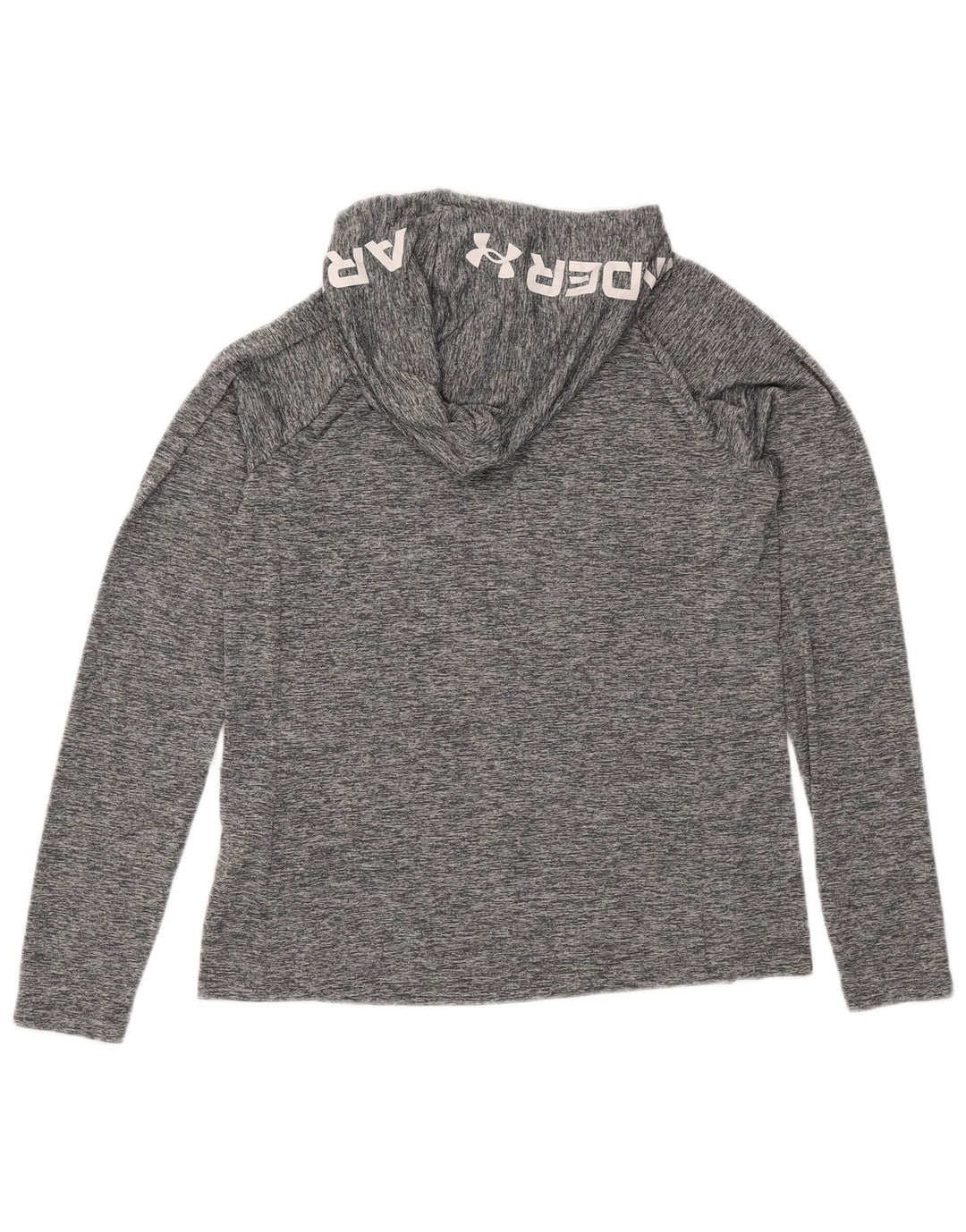 Camiseta masculina Under Armour com capuz gráfico manga comprida cinza médio manchado