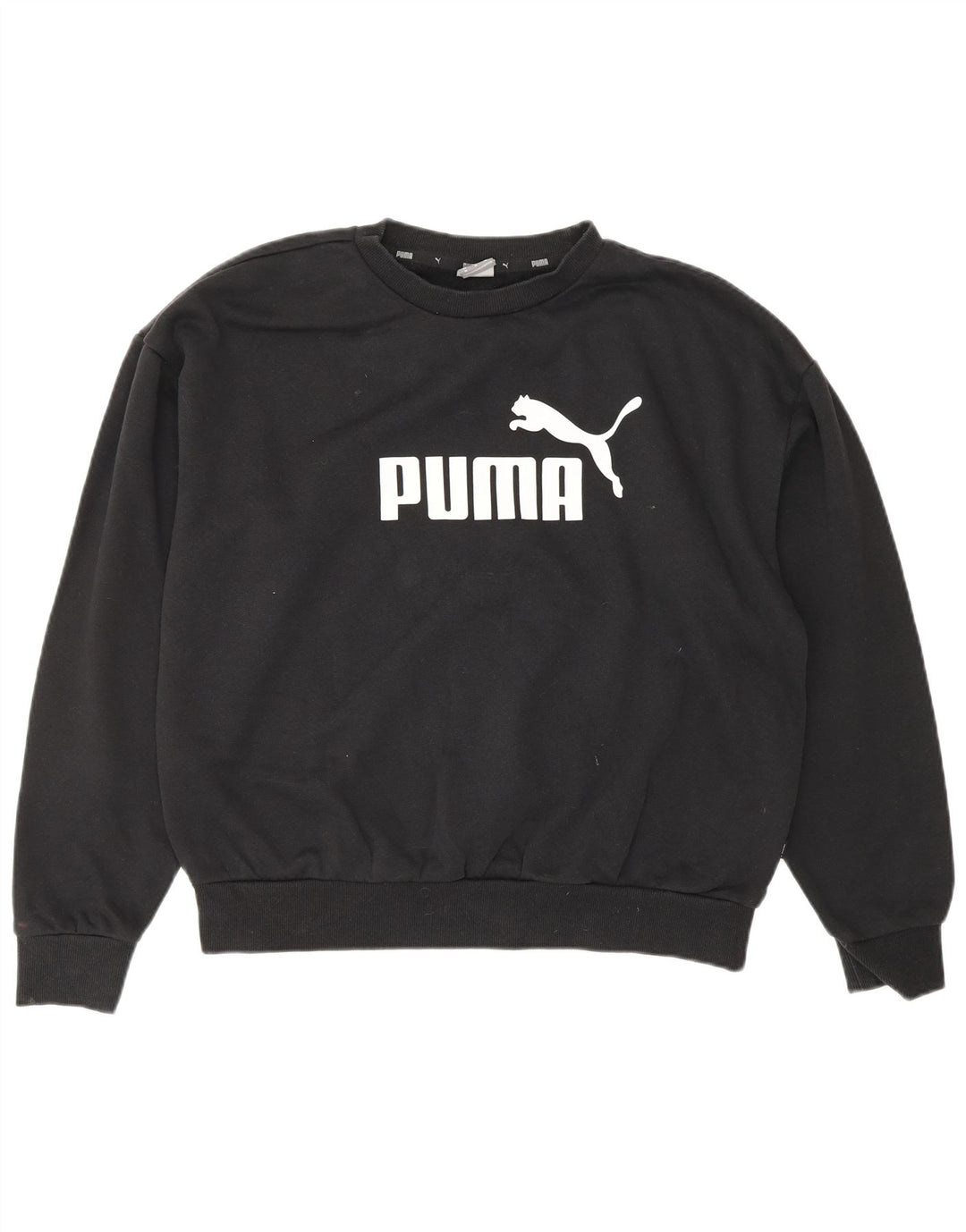 PUMA feminino gráfico moletom jumper UK 14 médio algodão preto