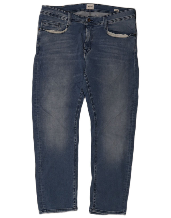 Mustang Mens Oregon Slim Jeans W35 L30 Azul Algodão