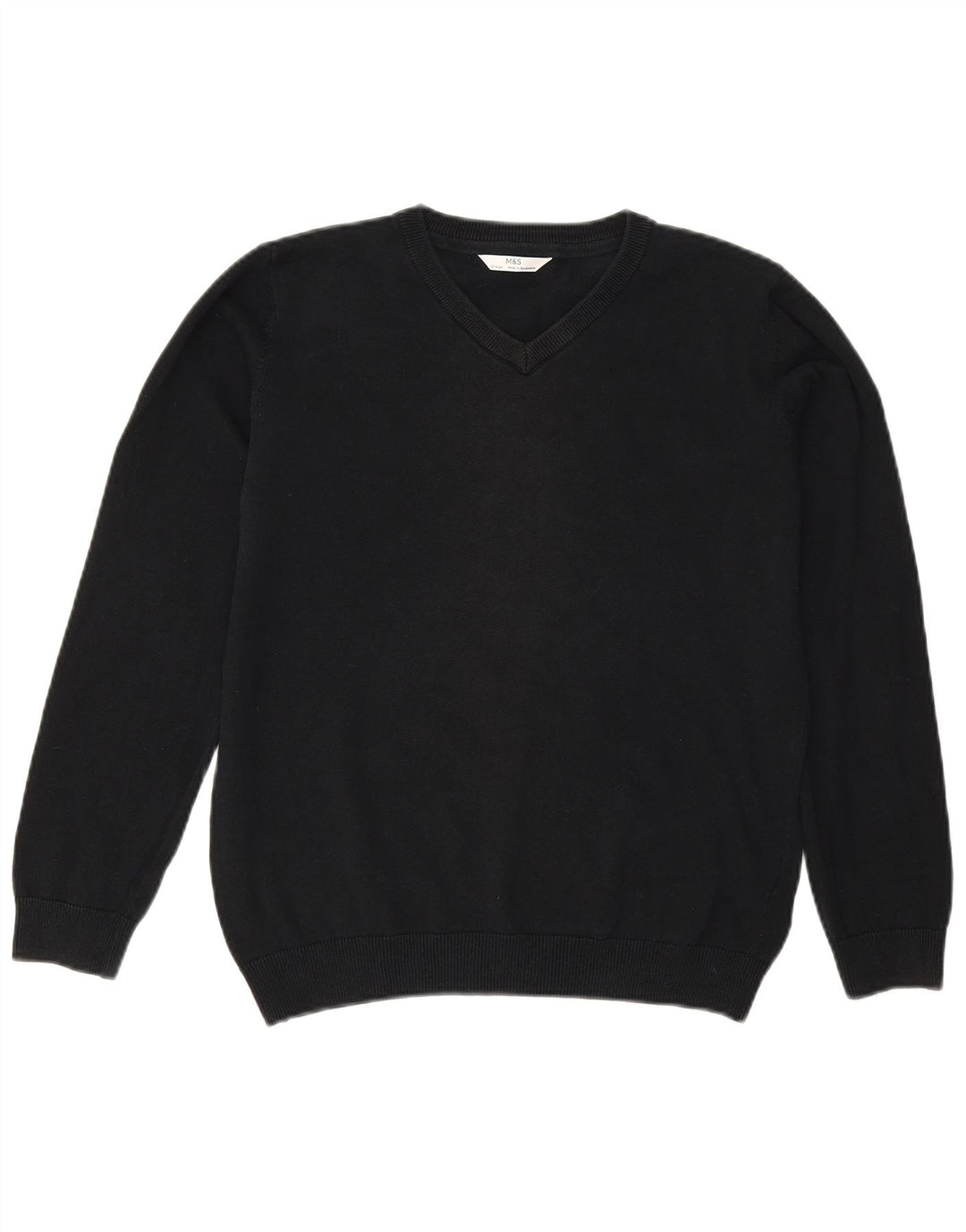 Suéter Marks & Spencer Boys com decote em V 13-14 anos algodão preto