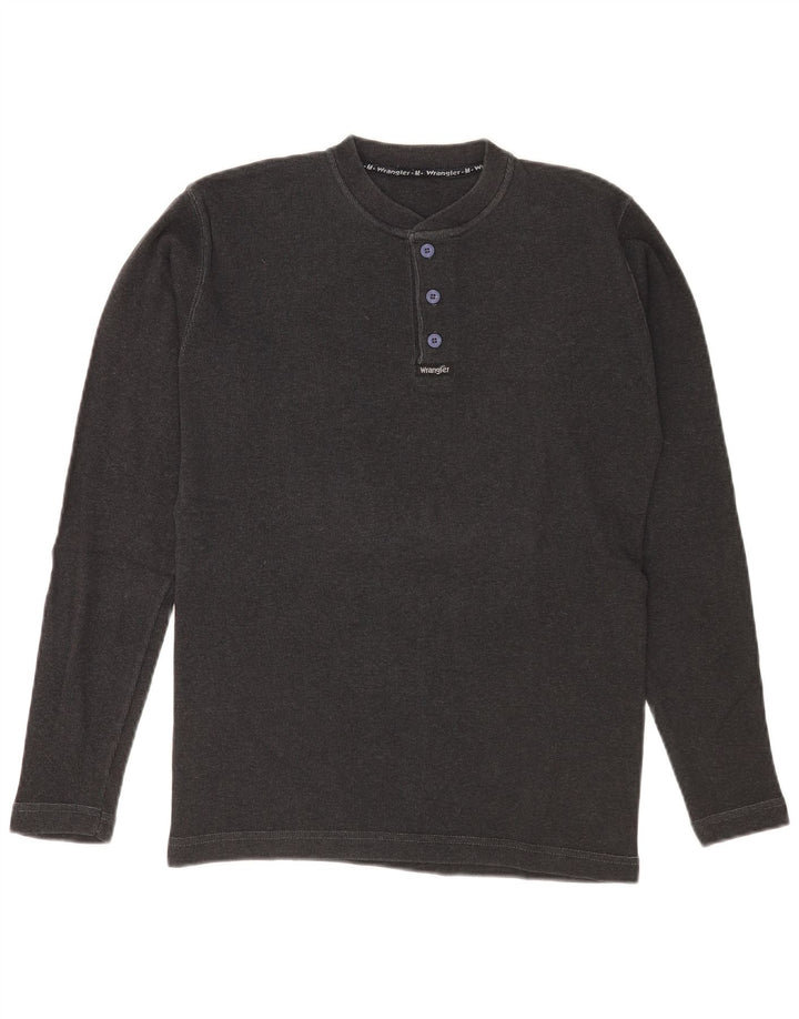 Wrangler Mens Top Manga Longa Algodão Cinza Médio