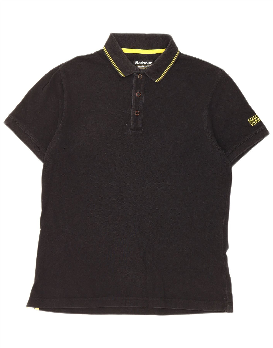 Camisa polo masculina Barbour de algodão listrado preto médio