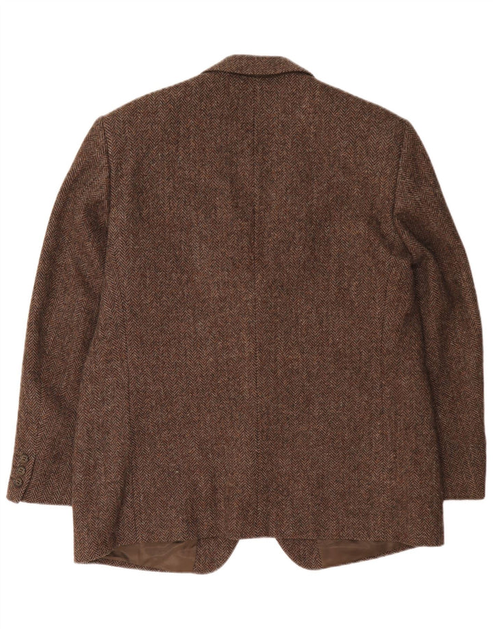 Lebole Mens 2 Button Blazer Jacket UK 38 Medium Brown Herringbone