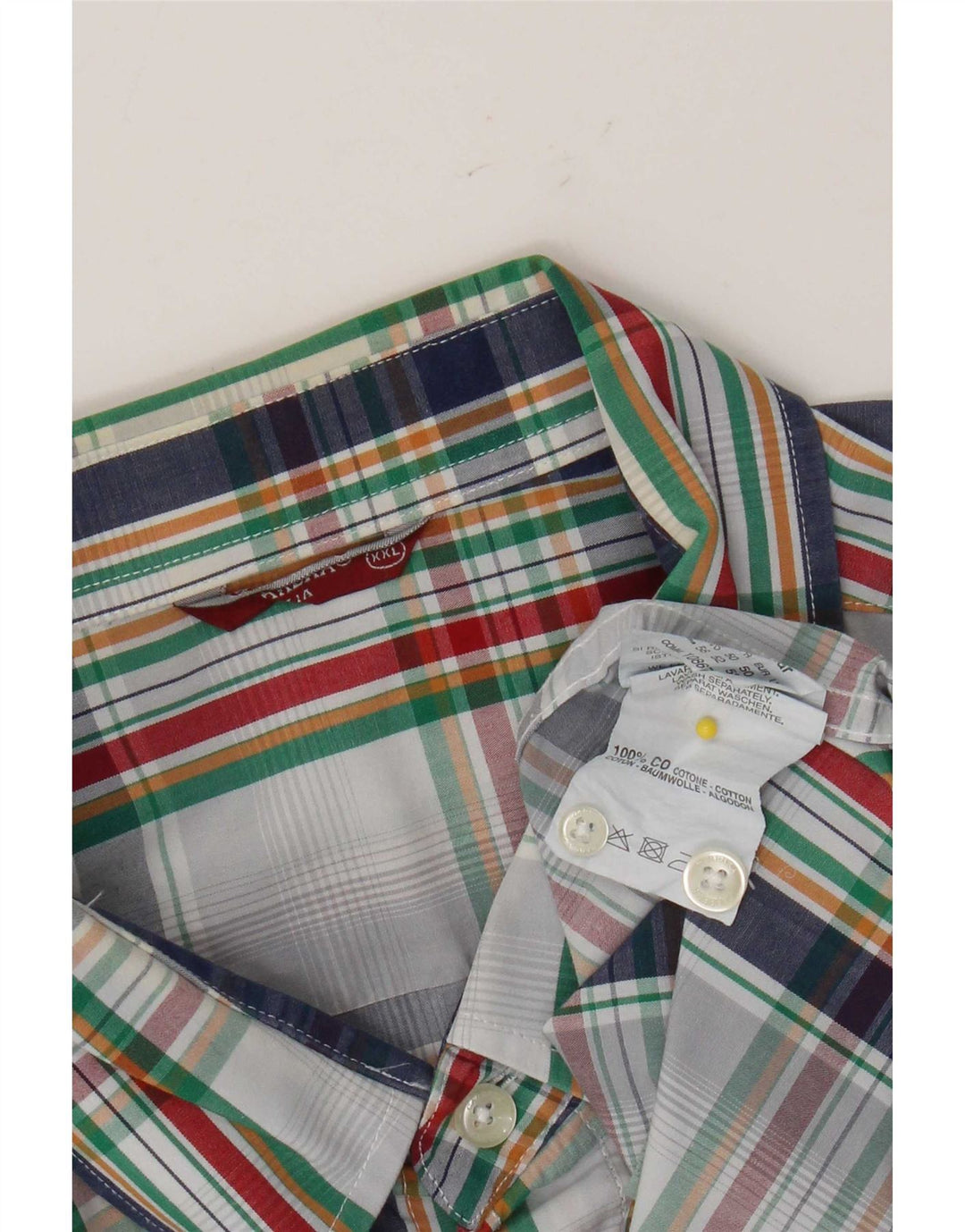 Camisa masculina de manga curta Carrera 2XL algodão xadrez branco