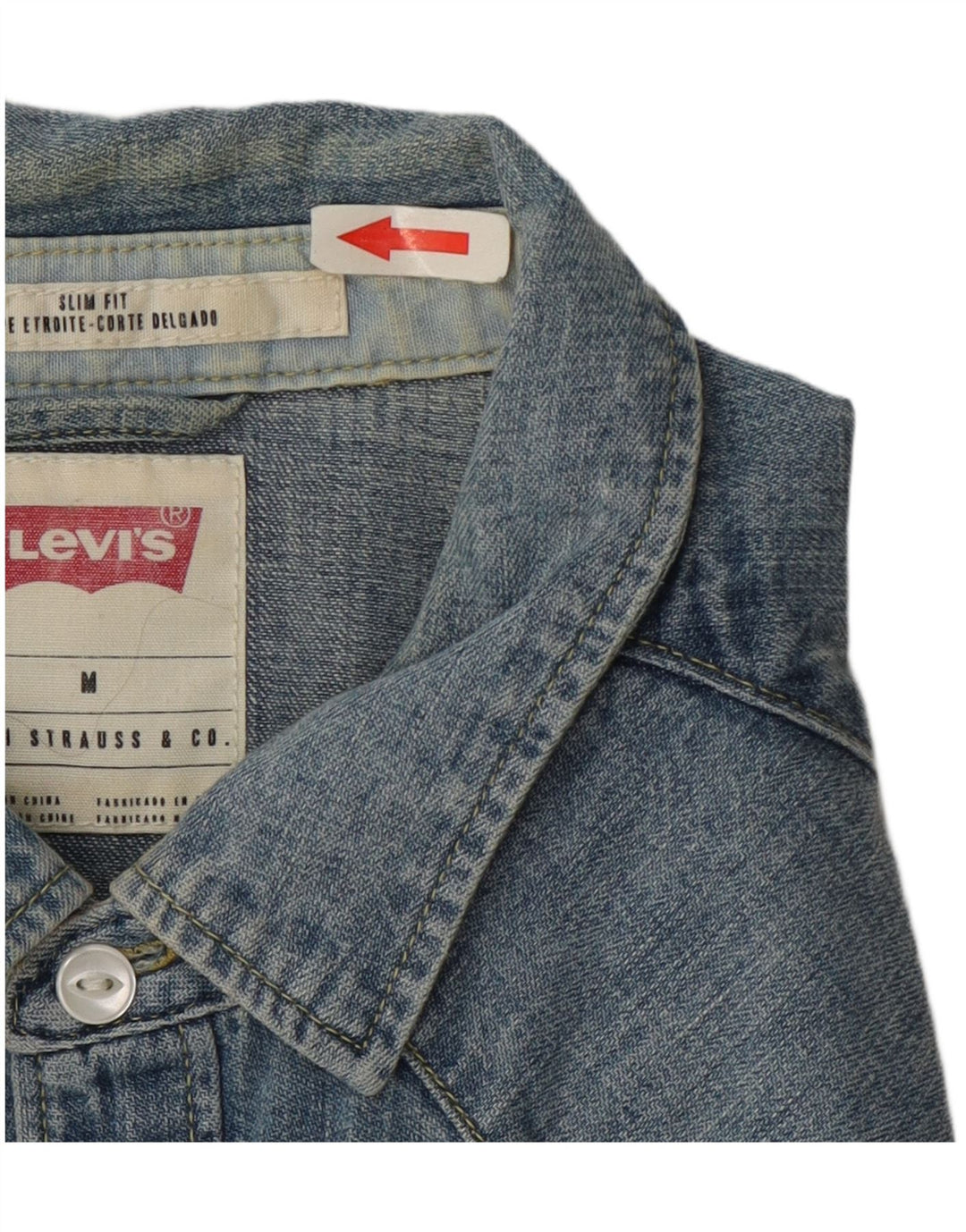 Camisa jeans masculina Levi's Slim Fit azul médio algodão