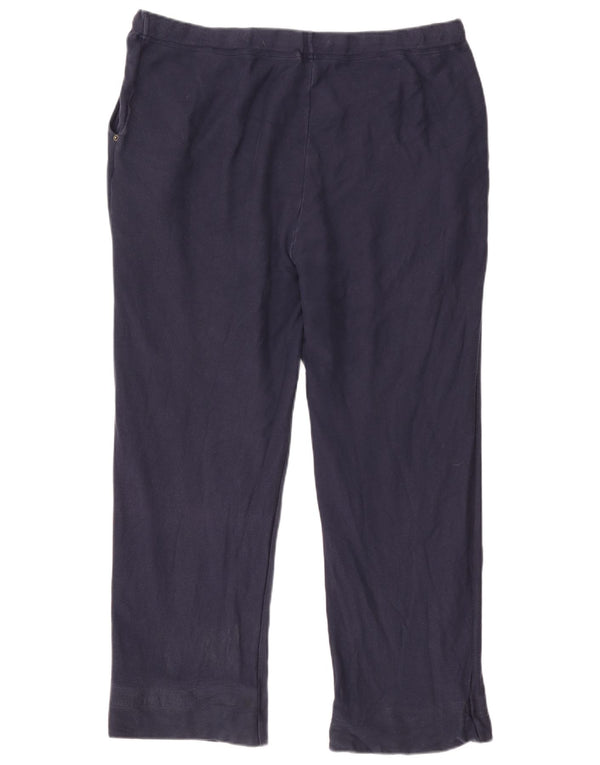 Calça de treino feminina Marks & Spencer Reino Unido 22 2XL algodão azul marinho