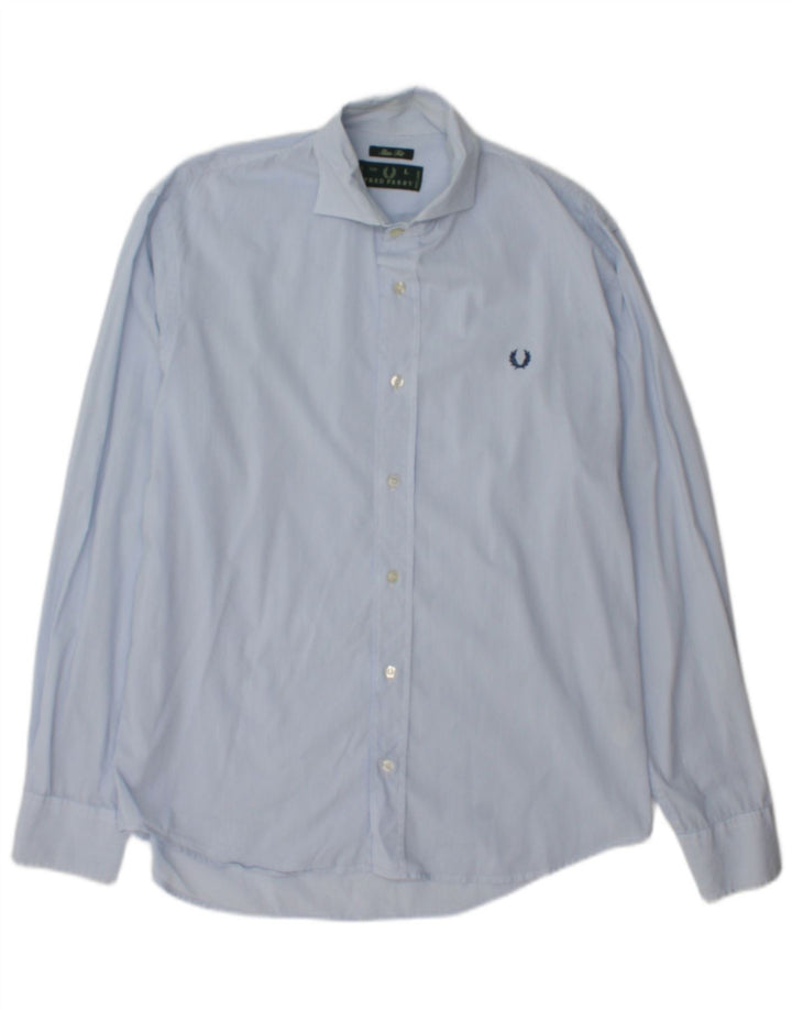 Fred Perry Camisa masculina slim fit grande algodão listrado azul