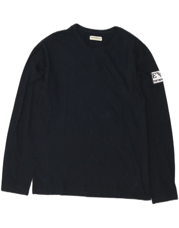 EMPORIO ARMANI Top gráfico masculino manga comprida pequeno algodão preto