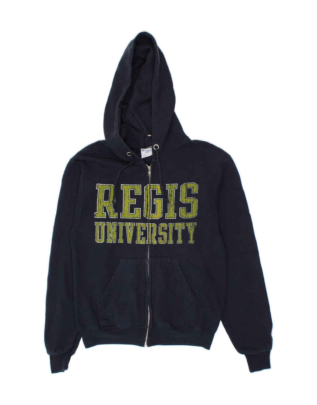 CHAMPION Mens Graphic Zip Hoodie Sweater XS Navy Blue Vintage Champion and Second-Hand Champion from Messina Hembry 