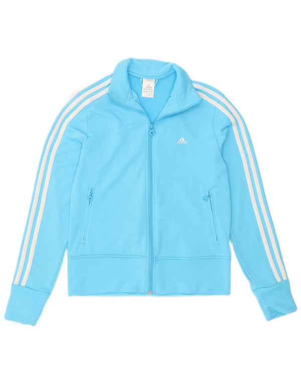 Adidas Womens Tracksuit Top Jacket UK 14 Médio Azul Poliéster