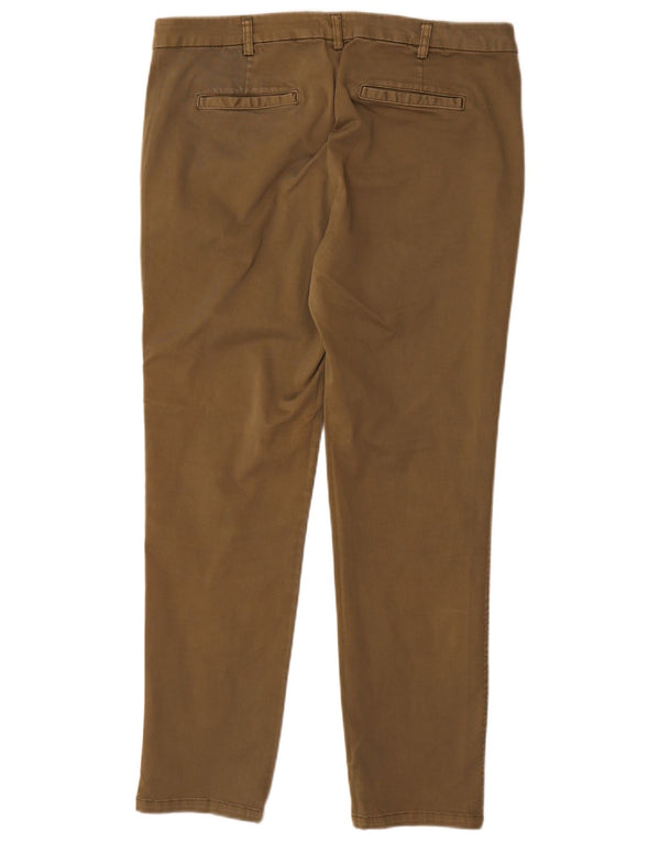 Calça Chino Feminina Benetton Slim UK 14 Grande W34 L28 Algodão Cáqui