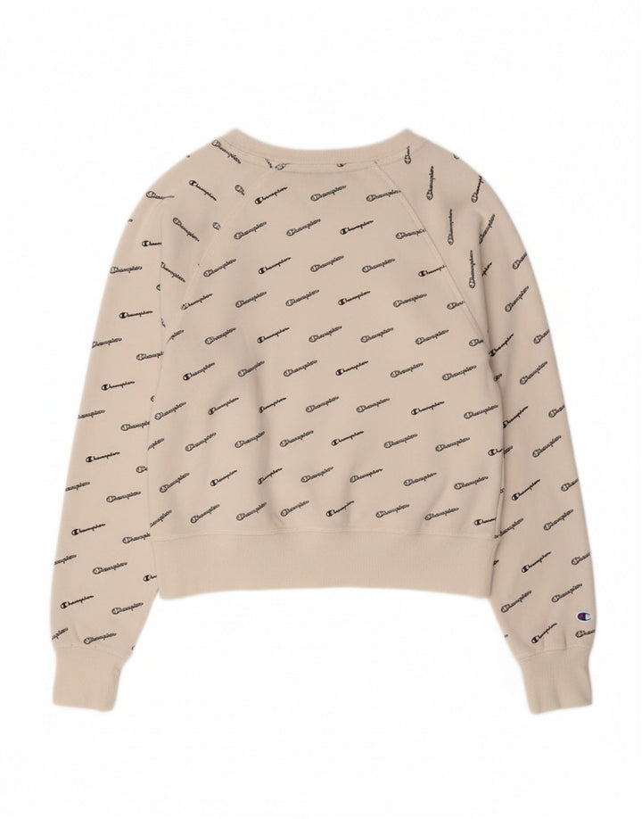CHAMPION Mens Graphic Sweatshirt Jumper Small White Cotton Vintage Champion and Second-Hand Champion from Messina Hembry 