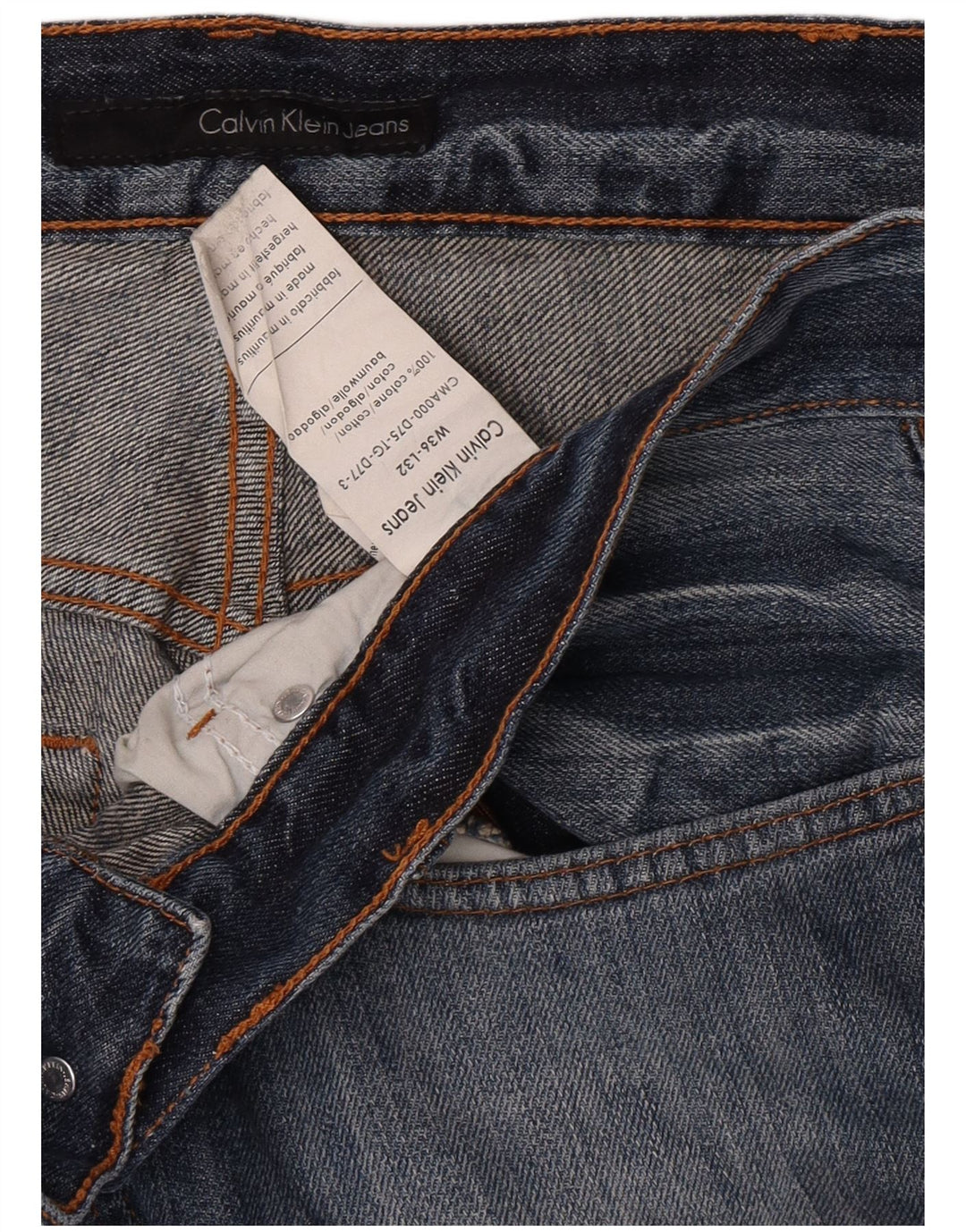 Calça jeans reta masculina Calvin Klein W36 L32 algodão azul