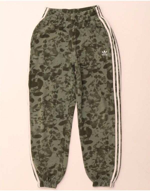 Calças de treino femininas Adidas Joggers UK 8/10 pequeno algodão verde