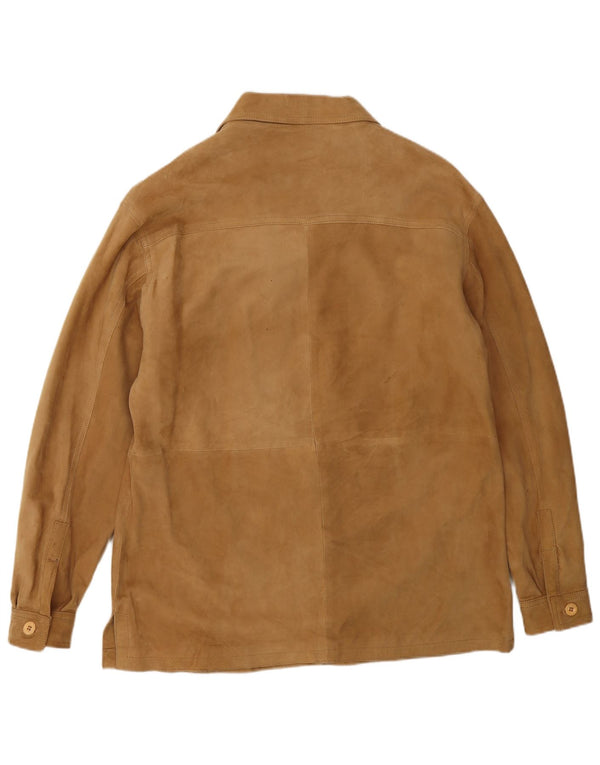 Jaqueta feminina VINTAGE de camurça com ajuste solto Reino Unido 18 XL couro marrom