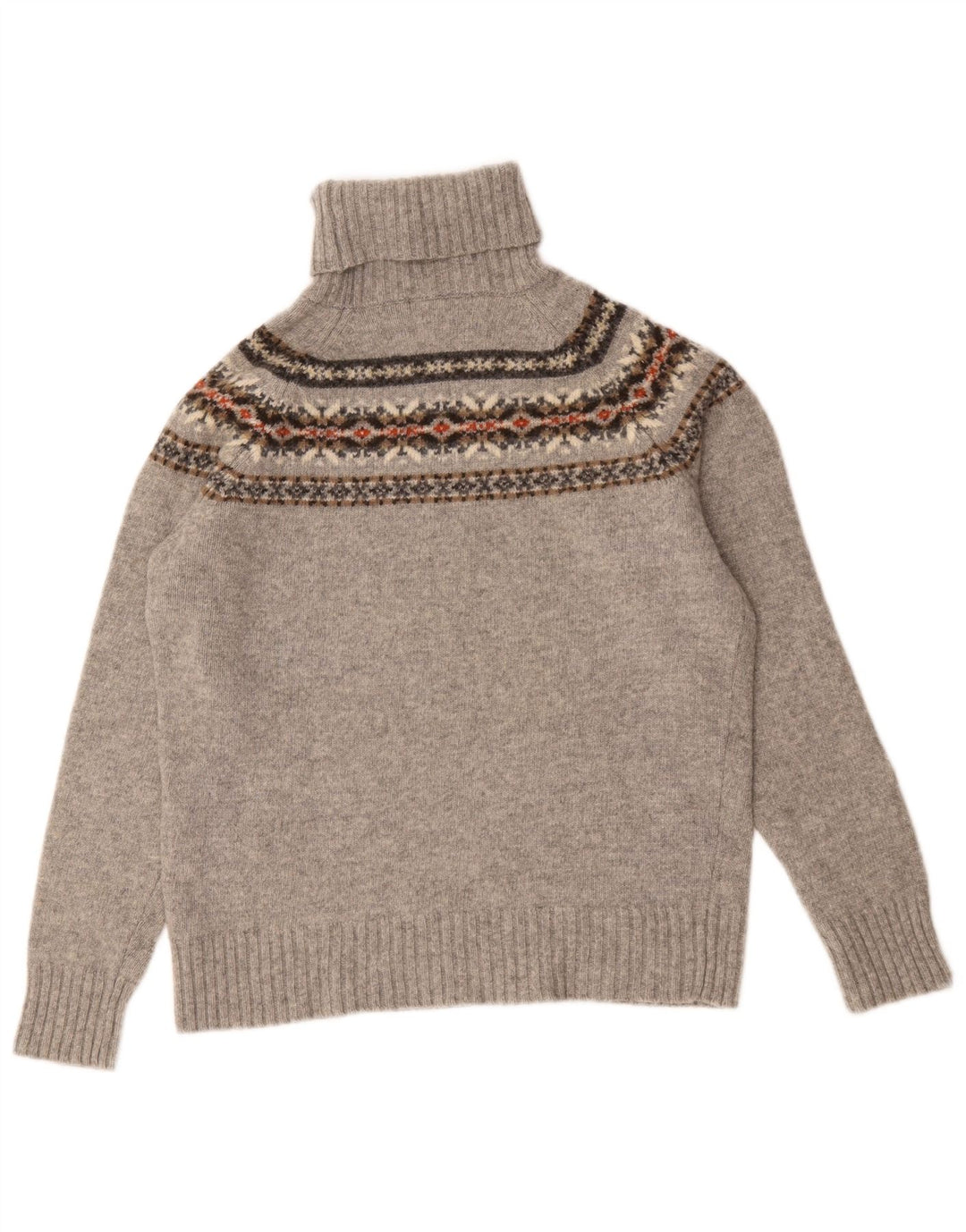 Suéter feminino Zara com gola redonda Reino Unido 14 cinza médio Fair Isle