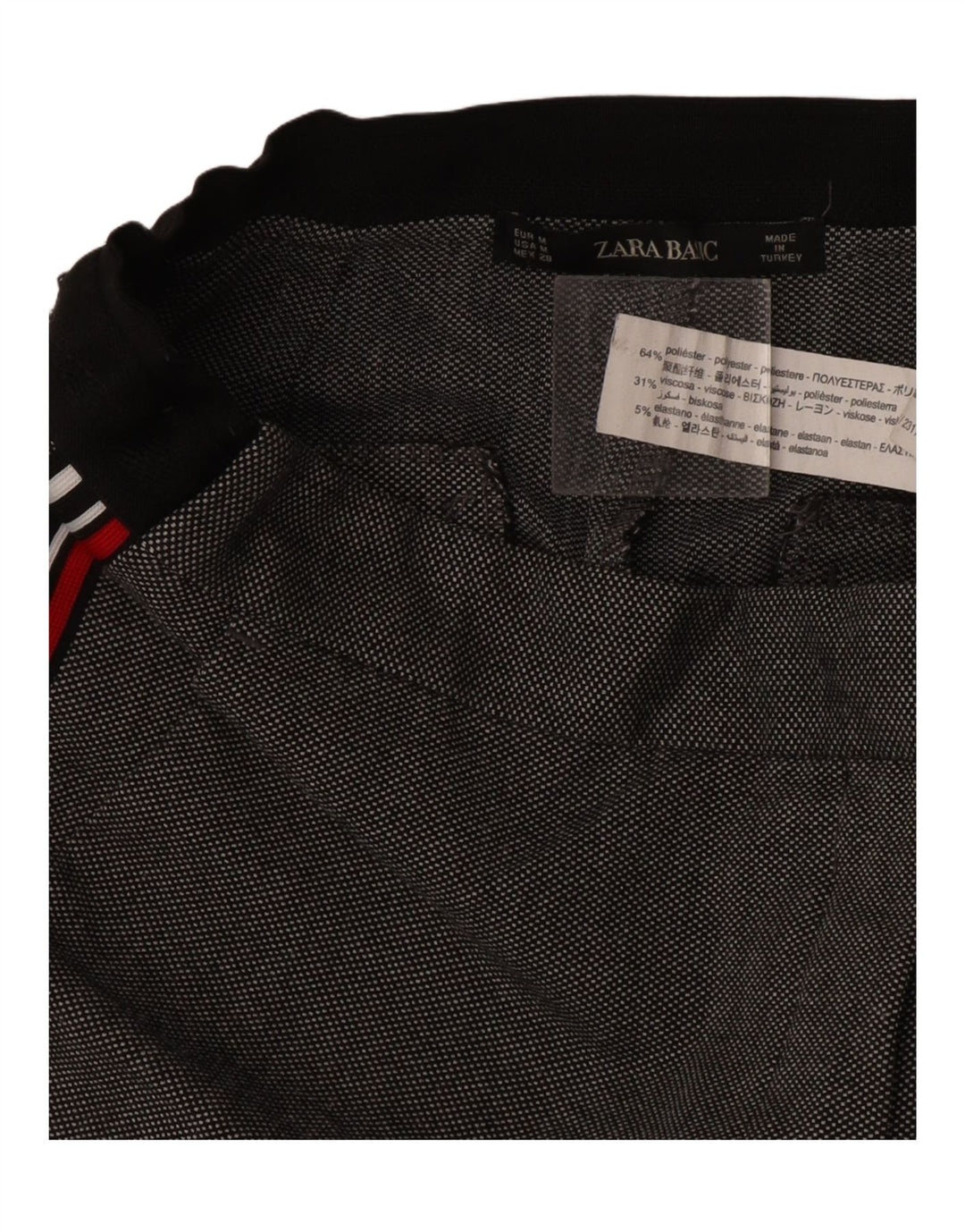 Calça feminina Zara cortada média W28 L25 poliéster cinza