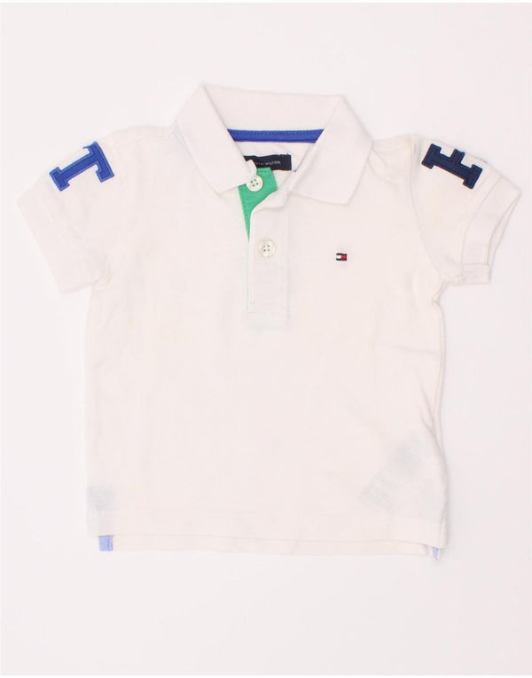 Camisa polo gráfica Tommy Hilfiger para meninos de 6 a 9 meses de algodão branco
