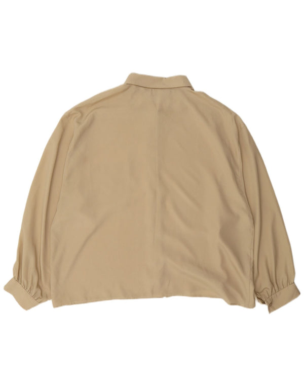 Blusa camisa feminina Luisa Spagnoli UK 18 XL bege poliéster