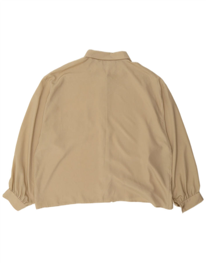 Blusa camisa feminina Luisa Spagnoli UK 18 XL bege poliéster