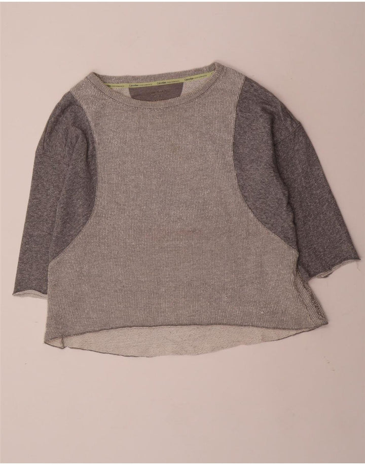 CALVIN KLEIN Top feminino de manga comprida UK 18 XL cinza colorblock