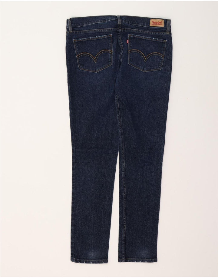 Levi's feminino 524 skinny jeans US 13 grande W31 L32 azul marinho algodão