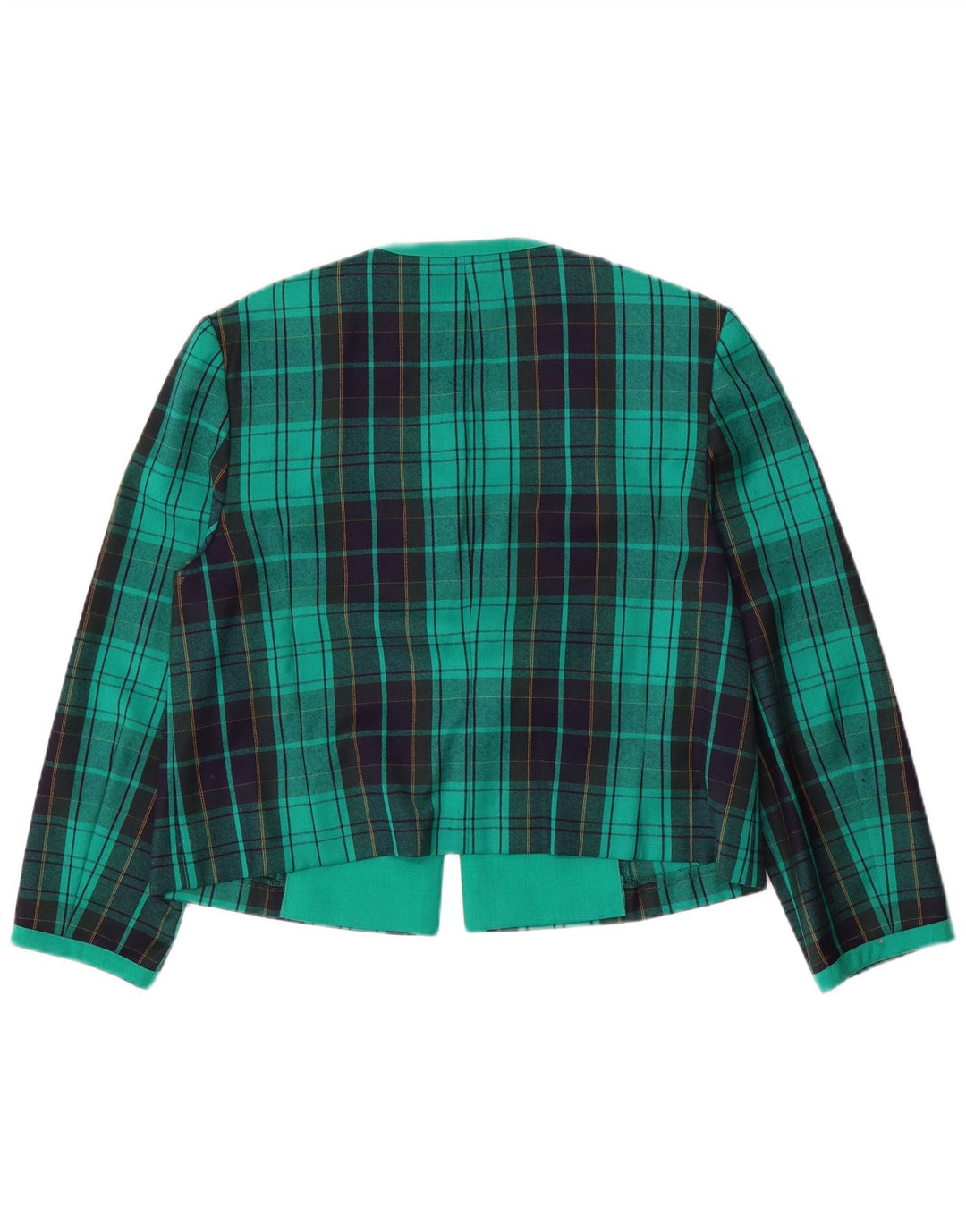 Jaqueta Blazer Feminina Fink Reino Unido 18 XL Verde Xadrez Lã Virgem
