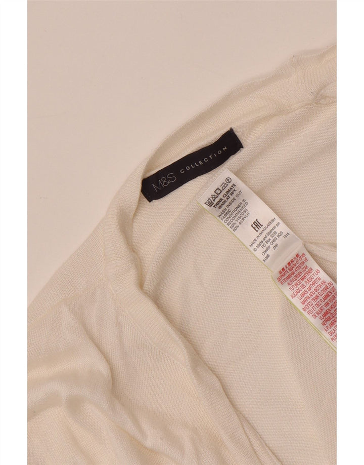 Suéter cardigã aberto feminino Marks & Spencer Reino Unido 14 grande viscose branca