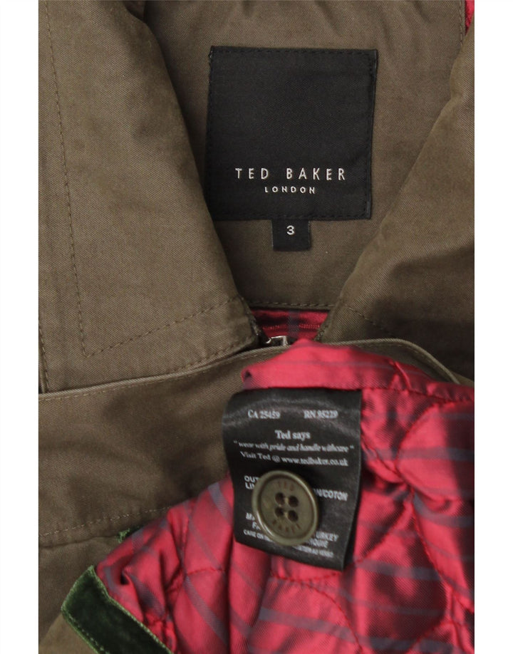Jaqueta bomber masculina Ted Baker tamanho 3 algodão cáqui médio