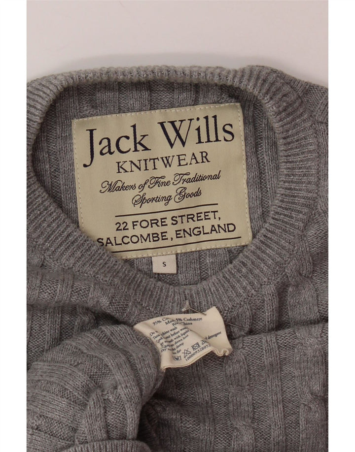 Suéter masculino JACK WILLS com gola redonda e algodão cinza pequeno