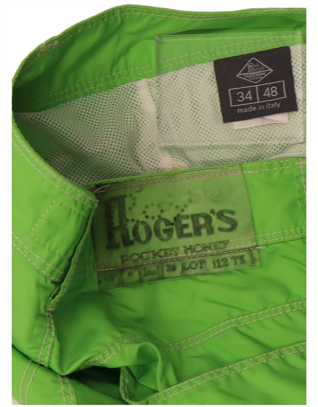 Shorts casuais masculinos ROY ROGERS IT 48 médio W34 nylon verde