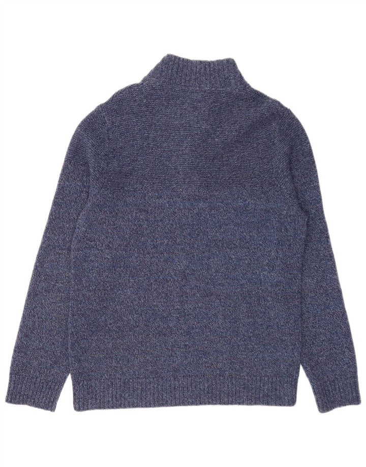 Suéter masculino Fat Face com gola redonda, grande lã listrada azul marinho
