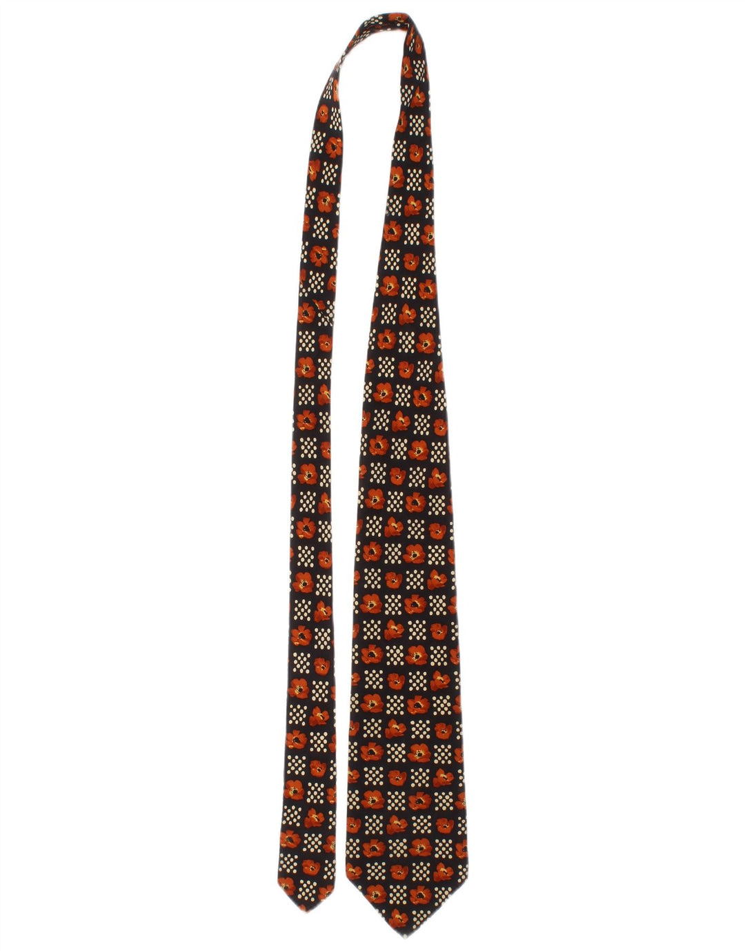Gravata masculina Hugo Boss tamanho único preto floral de seda clássico