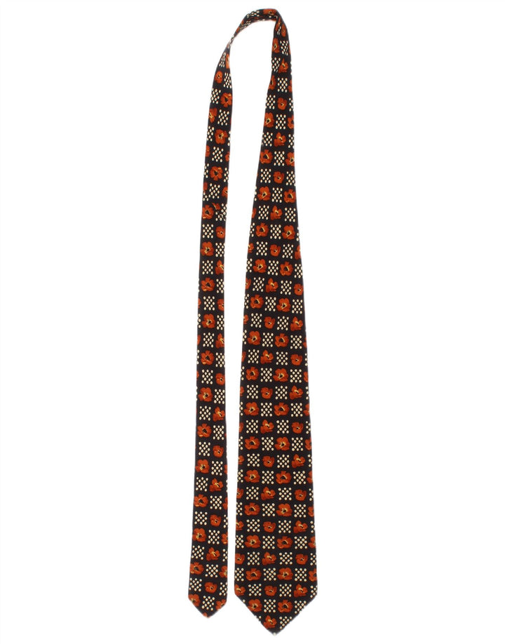 Gravata masculina Hugo Boss tamanho único preto floral de seda clássico
