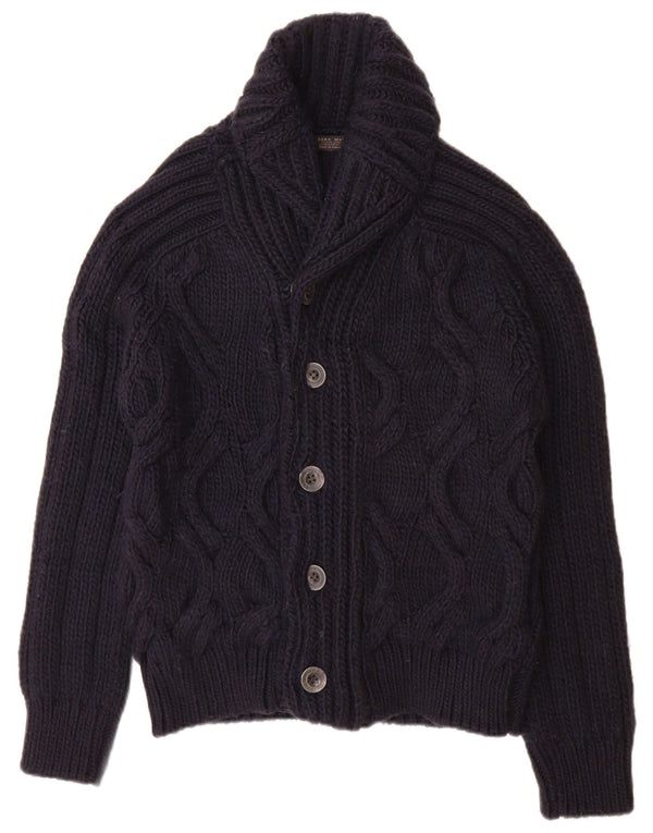 Suéter cardigã masculino Zara médio azul marinho acrílico