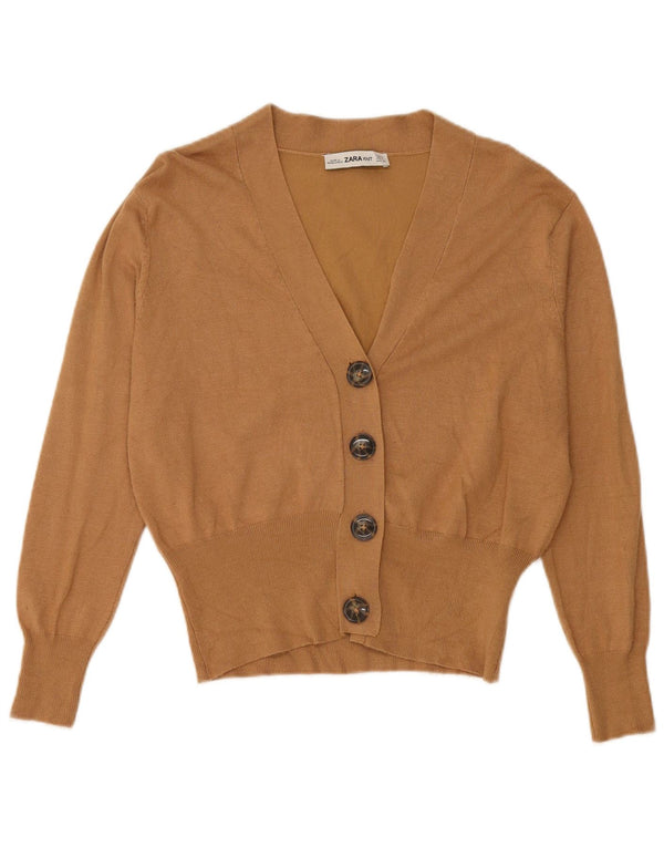Suéter cardigã feminino Zara Reino Unido 10 pequeno bege viscose