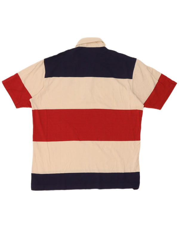 Camisa polo masculina Lacoste tamanho 8 3XL algodão listrado multicolorido