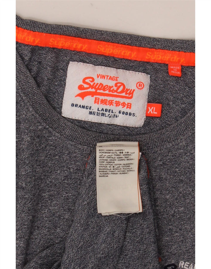 Camiseta masculina SUPERDRY Top XL algodão manchado azul