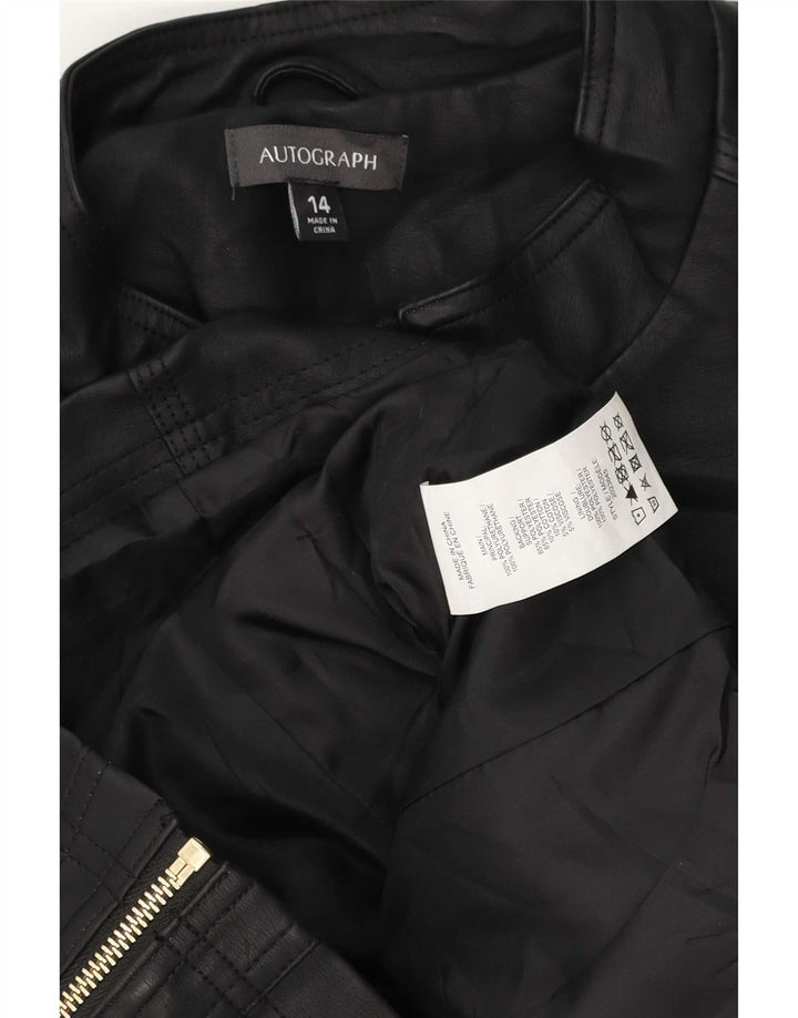 Jaqueta feminina Marks & Spencer Autograph Biker UK 14 grande preta