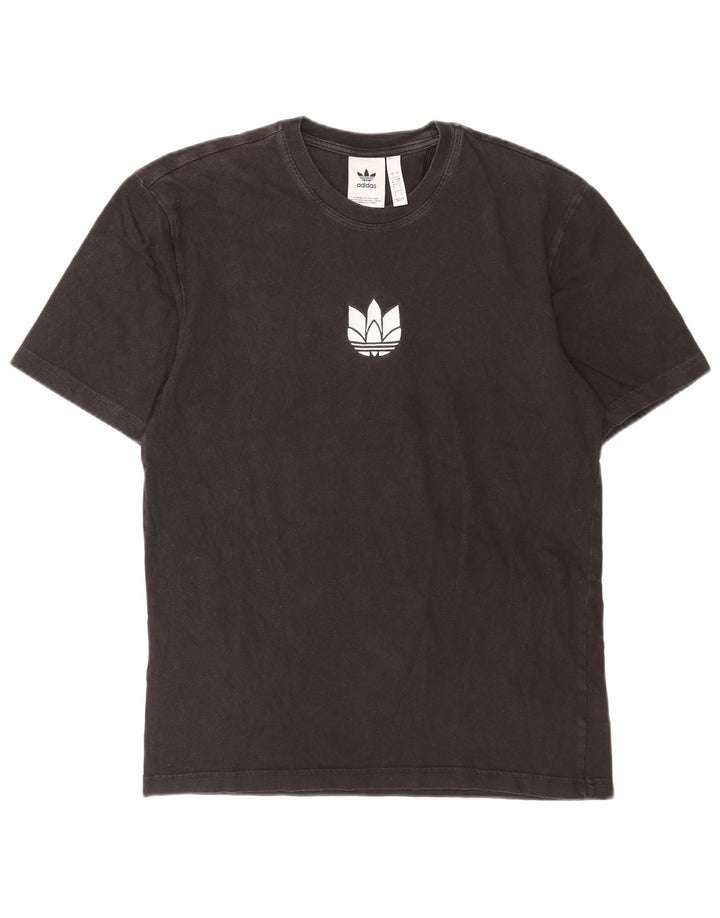 Adidas Mens Camiseta Top Pequeno Algodão Preto