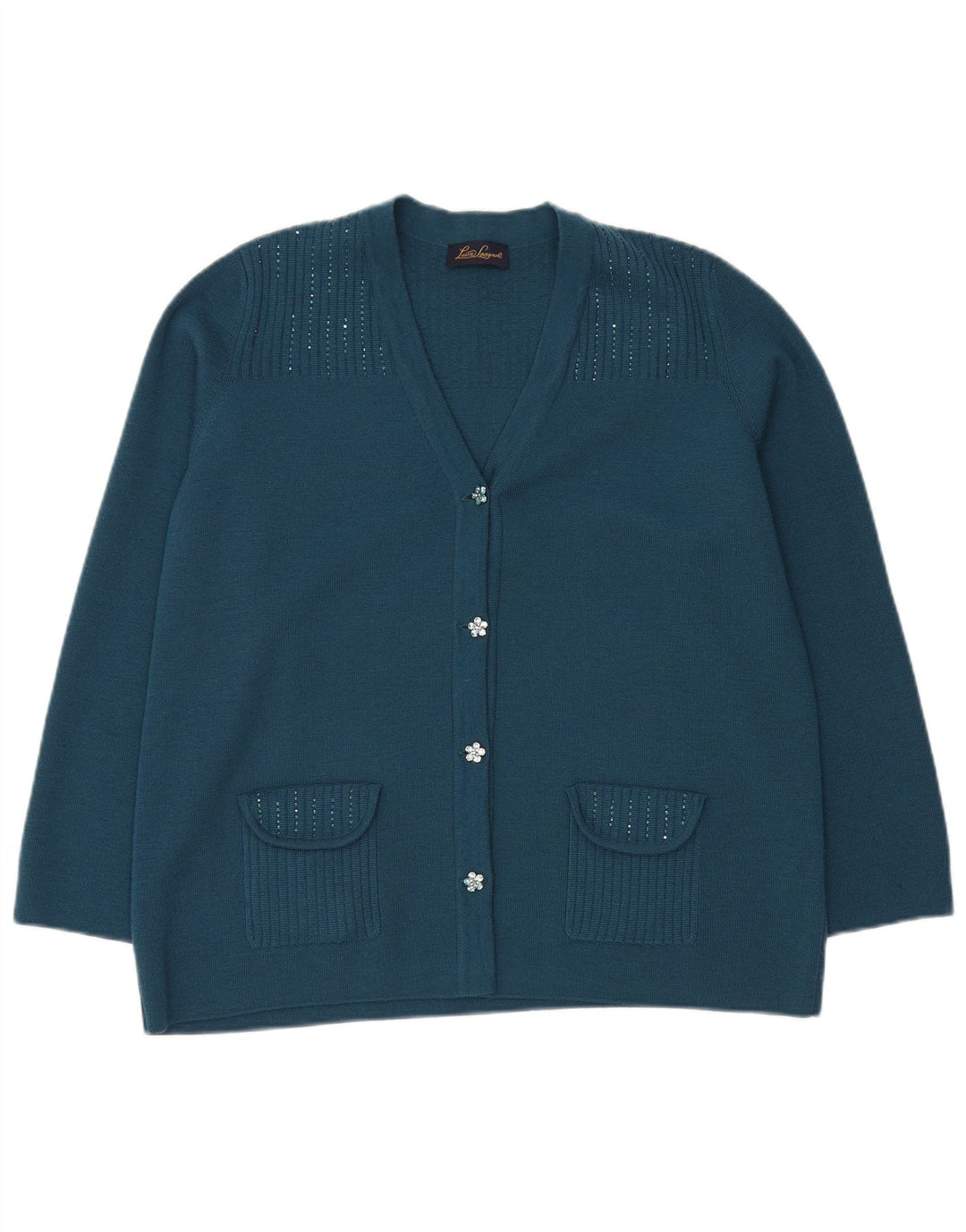 Suéter cardigã feminino Luisa Spagnoli Reino Unido 18 XL lã azul