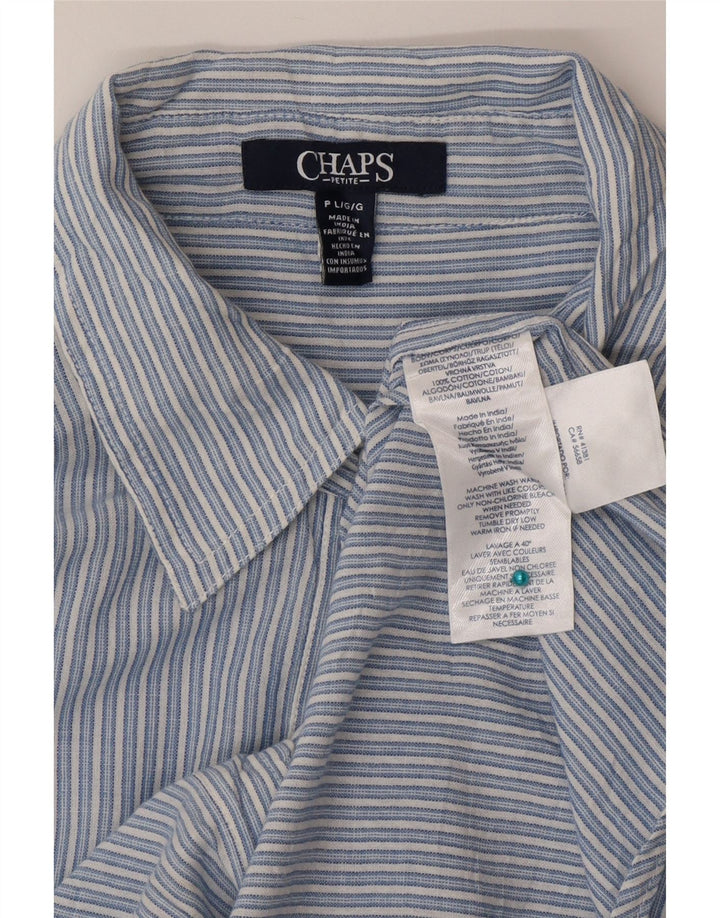 Camisa feminina Chaps Petite UK 16 grande algodão listrado azul