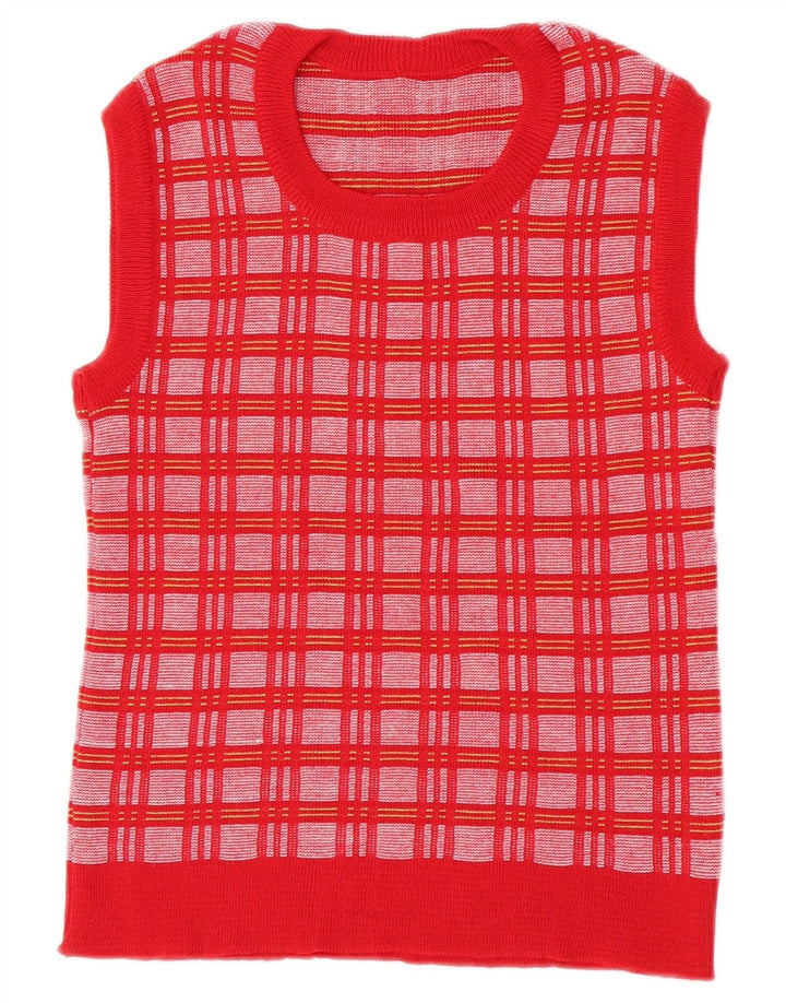 Colete feminino vintage regata IT 46 grande xadrez vermelho